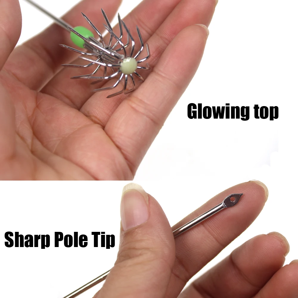 Lionriver-anzuelos de calamar de paraguas de doble capa, anzuelo de plantilla de pesca de sepia de repuesto, aparejos de pesca de acero inoxidable, 15,5 cm/11g - imagen 3