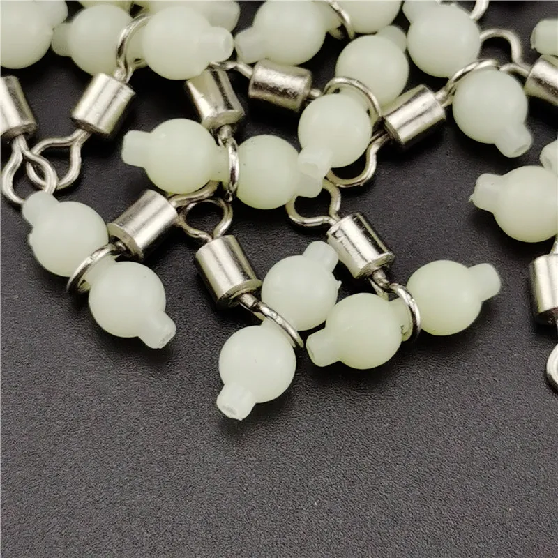 100 Uds. Giratorios de pesca duraderos luminosos de 3 vías accesorios de pesca en el mar conector giratorio anzuelo de pesca en el mar tamaño L S - imagen 3