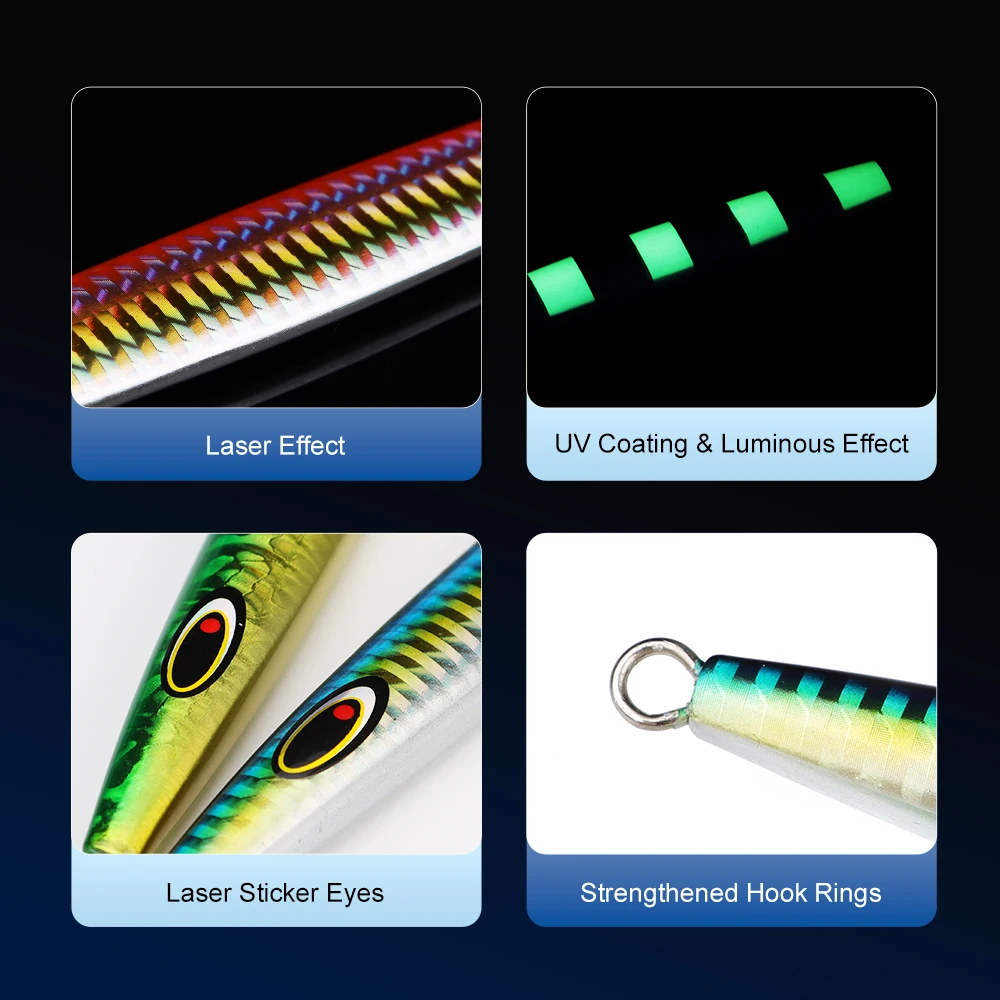 THORFORCE 100g 150g pegatina ojos de pesca hundimiento rápido aguas profundas plantillas de plomo de Metal pesca señuelos de jigging verticales - imagen 4