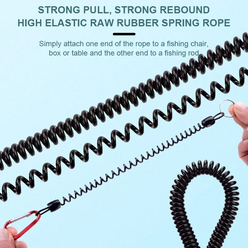 Cordones de pesca, de 22cm con mosquetón correa retráctil, cuerda de pesca de TPU, cuerda de retención de pesca - imagen 3