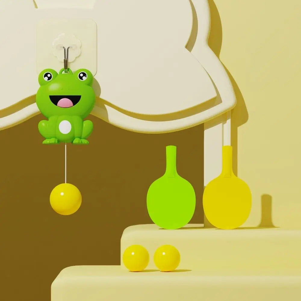 Entrenador de tenis de mesa colgante, interacción de autoentrenamiento, Ping Pong, coordinación de autoentrenamiento, juguete deportivo de rana de dibujos animados