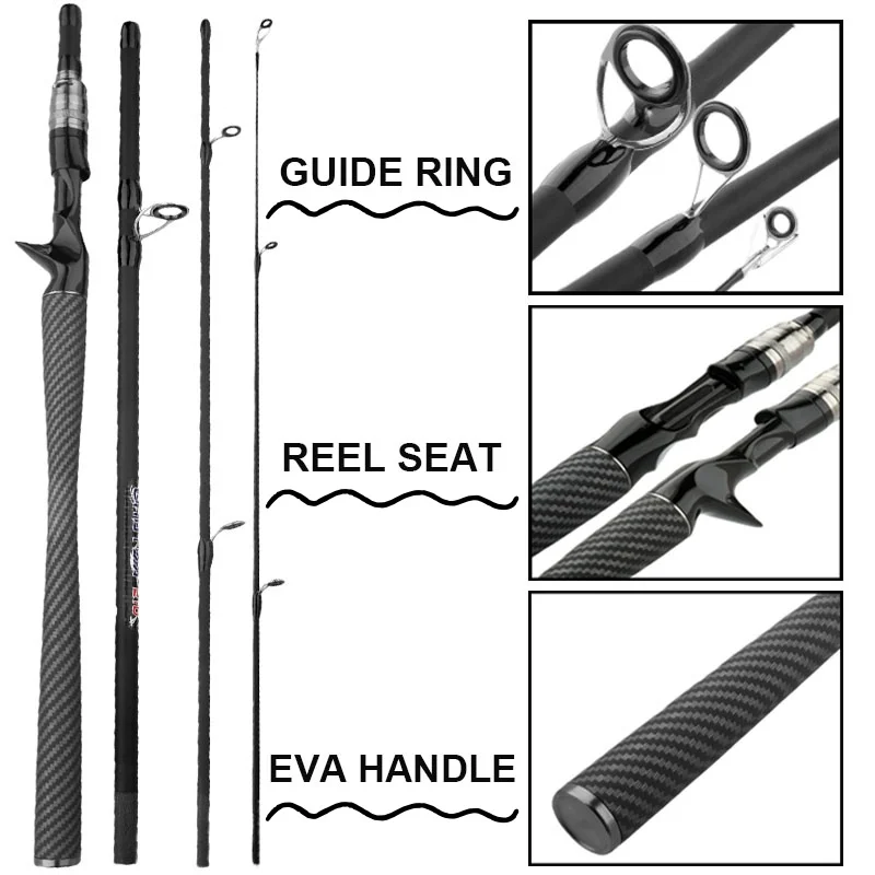 Caña de pescar con señuelo telescópica y portátil de 1,8/2,1 m con punta sólida, caña giratoria de carbono duro para lubina, trucha, Jigging, potencia media - imagen 2