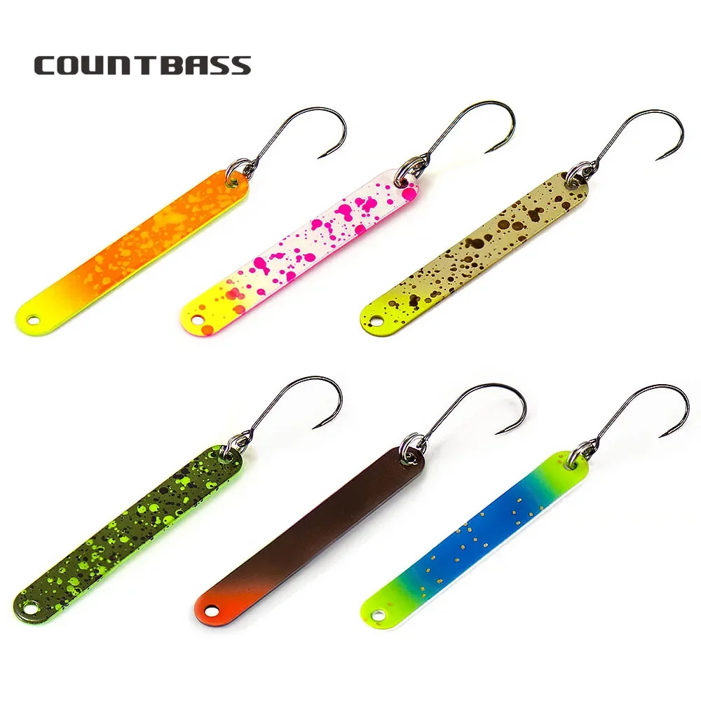 COUNTBASS 3/64oz 1,3g, 5/64oz 2,3g cucharas de trucha de latón con anzuelo sin púas colores UV cebos de pesca Lucio Señuelos de pescador - imagen 4