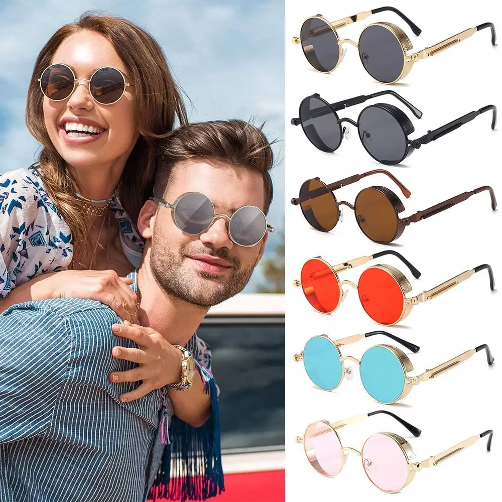Gafas de sol góticas redondas retro vintage Gafas de sol Steampunk Protección UV400