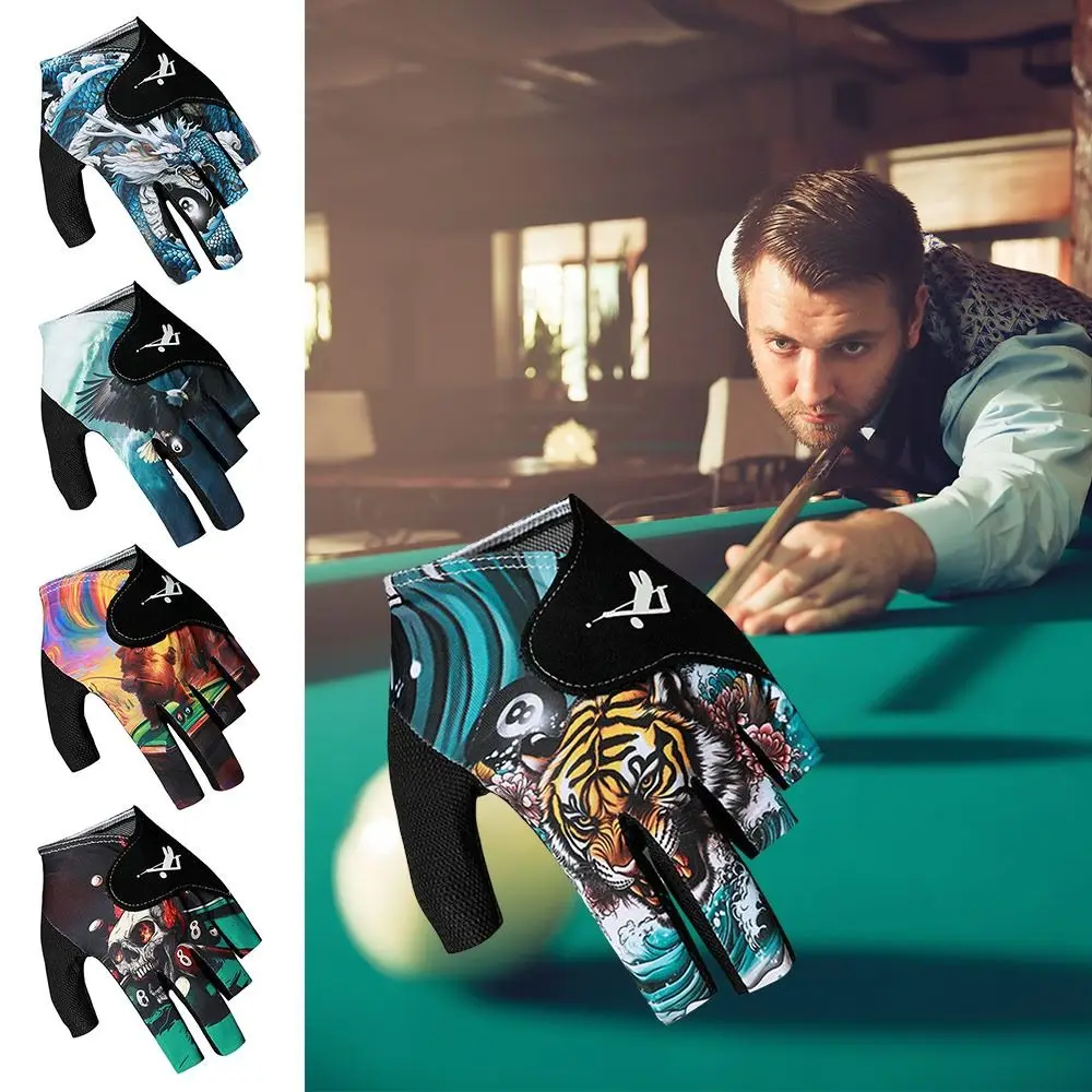 Guante de billar mano izquierda medio dedo guante de billar pegatinas antideslizantes guantes de entrenamiento de billar elásticos Accesorios - imagen 5
