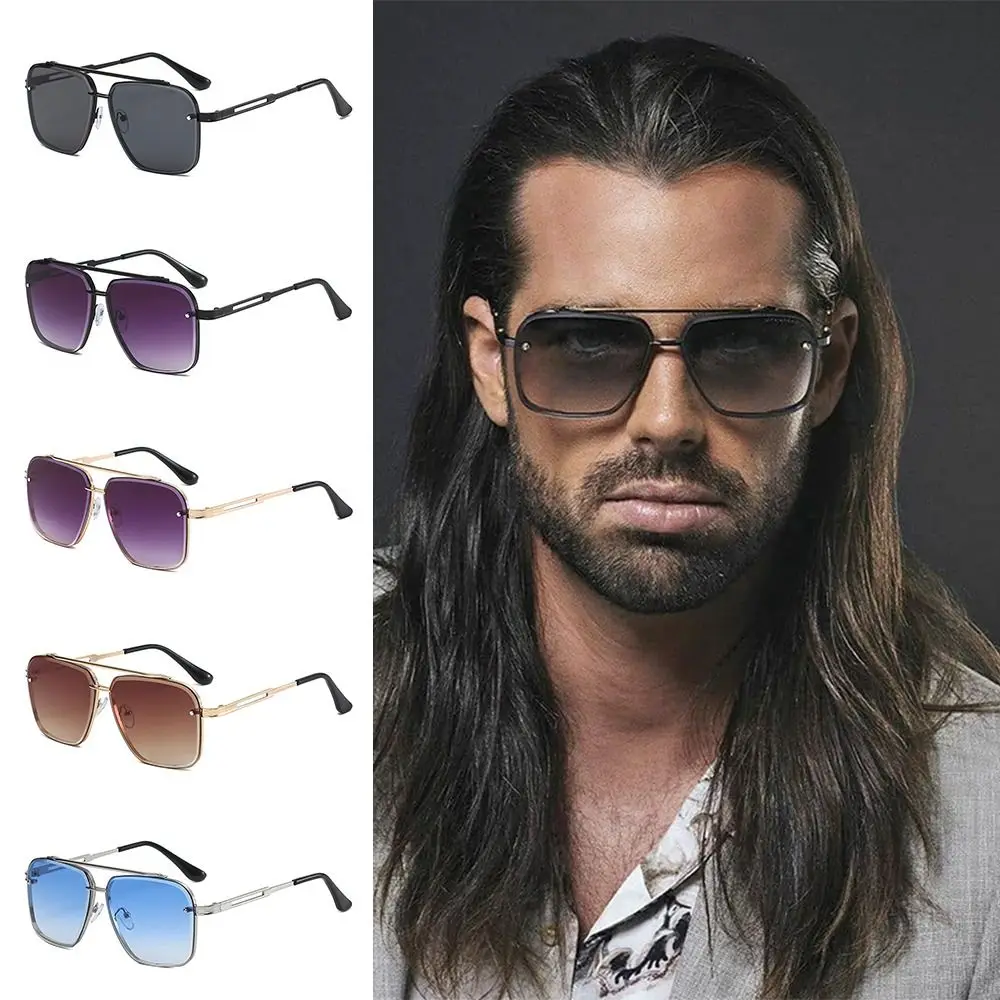 Gafas de sol con montura metálica grande y gradiente para conducir, gafas de sol cuadradas clásicas de gran tamaño, protección UV400, tonos de viaje - imagen 2