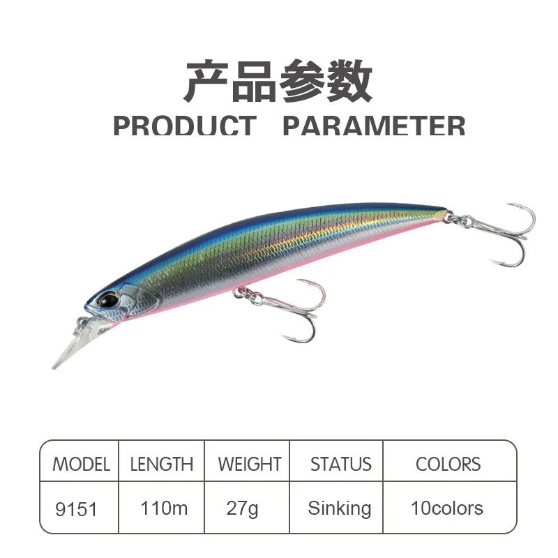 Señuelo de pesca de pececillo hundido, 110mm, 36g, galvanoplastia, Jerkbait, cebo duro Artificial para aparejos de pesca de lubina, 1 ud. - imagen 4