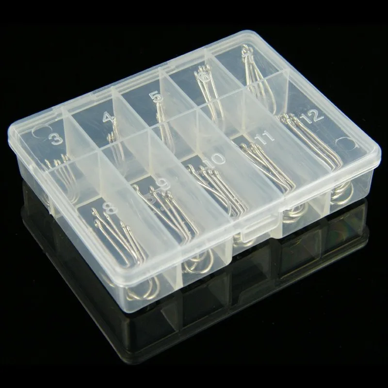 Gancho de pesca individual, abrazadera de pez de carpa de mar, Círculo de bucle abierto con agujero, accesorios de pesca, 50 unids/lote/caja 3-12 # - imagen 5