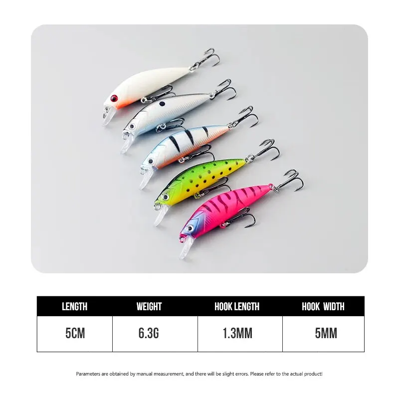 TAIYU 5 unids/caja señuelo de pesca 50mm 6,3g cebo luminoso para pececillos señuelo de hundimiento lento Swimbait de fundición lejana cebo duro Artificial realista - imagen 2