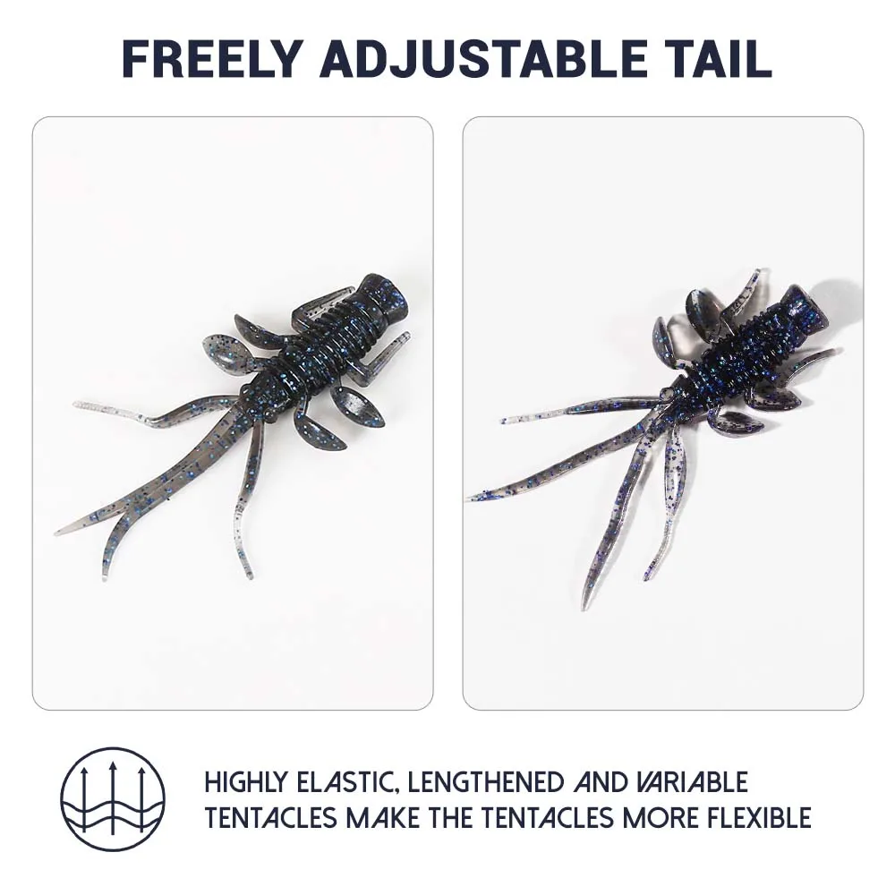 ZUKIBO10pcs cebo blando de camarones señuelos peces para flotar/fregar 6cm Gel de sílice Multicolor para mejorar el sabor de pesca de lubina y trucha - imagen 4