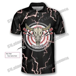 Dardos Bullseye Thunder Skull personalizado dardos 3D impreso moda hombres polos verano Casual Unisex Premium Polo camisa PLP39