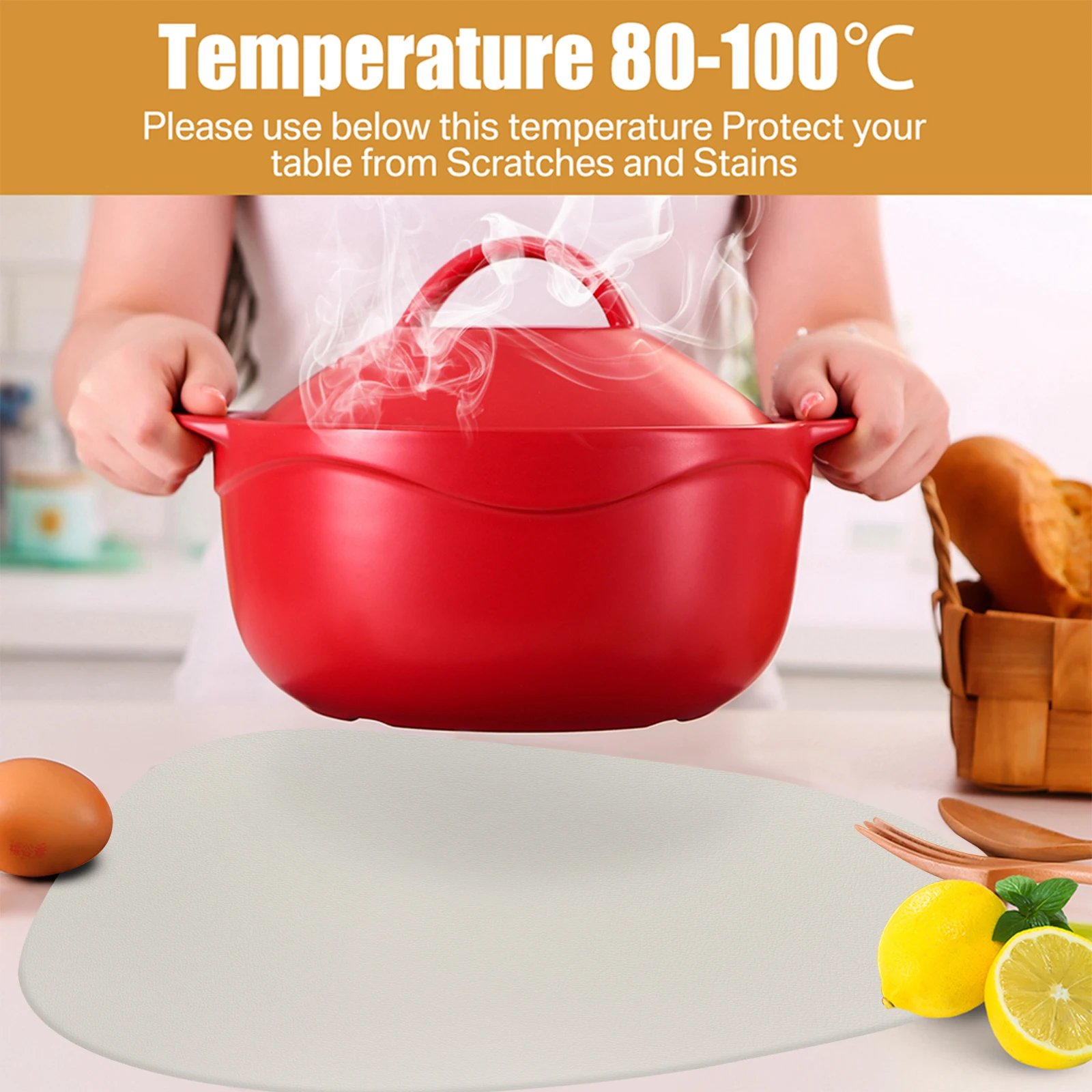 Manteles Individuales impermeables de doble cara de PU y posavasos, manteles individuales de cuero para cocina, manteles individuales lavables antideslizantes, decoración de mesa - imagen 5