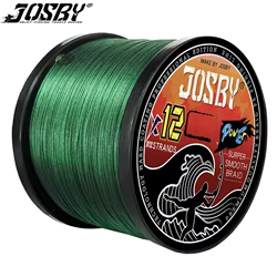 JOSBY-sedal de Pesca de PE superfuerte de 12 hebras, multifilamento de 1000/500/300/100M para agua dulce y salada, alambre tejido para carpa