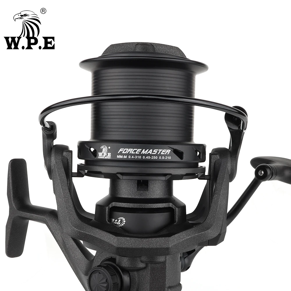W.P.E FM9000 carrete de pesca de carpa 9 + 1 rodamientos de bolas carrete giratorio 4,4:1 relación de engranaje carrete de línea de Metal completo aparejos de pesca de carpa pesca - imagen 2