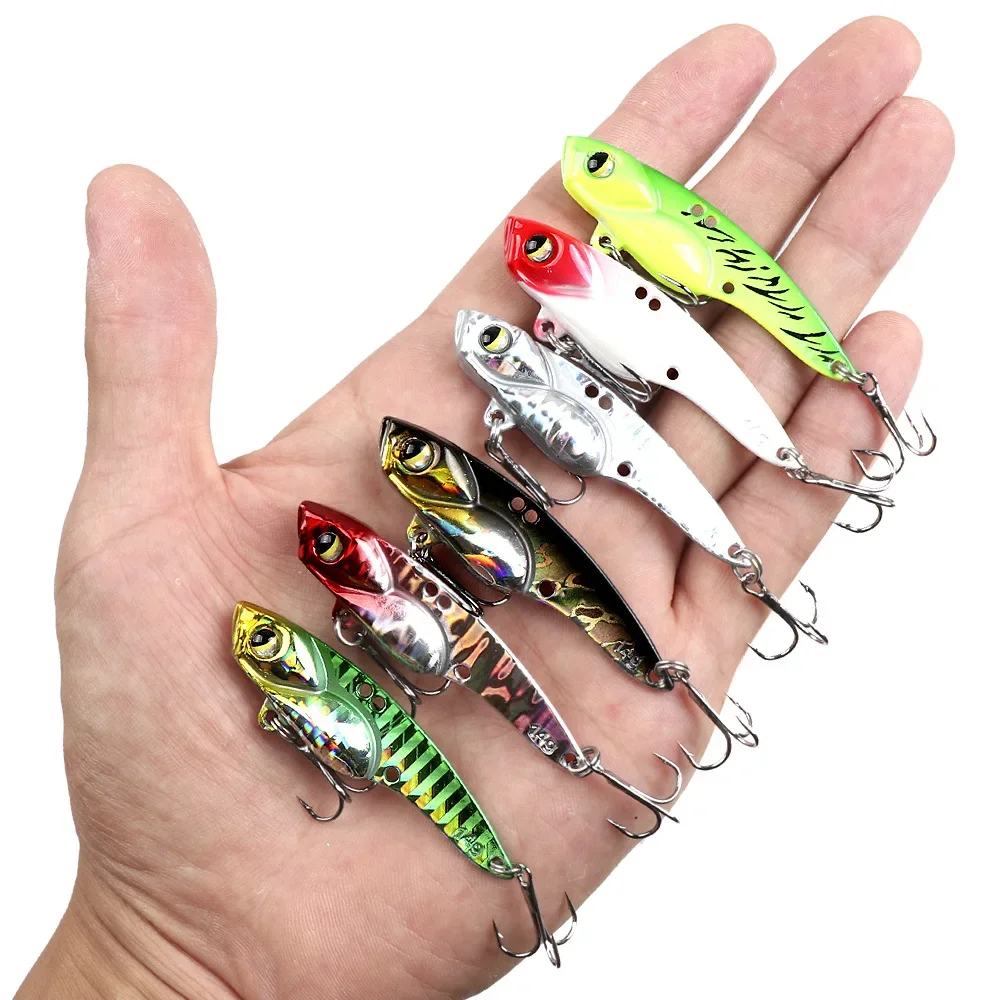 Señuelo de cuchara de plantilla de pesca, cebo de hoja de Metal VIB, Crankbait para trucha, lubina, salmón, 5g, 7g, 10g, 14g - imagen 4