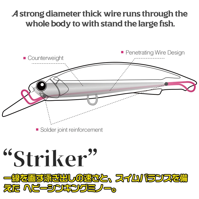 TSURINOYA 90S hundimiento Minnow Jigging señuelo de pesca STRIKER 90mm 37g pesca costera cebo duro de fundición larga para pez azul lubina