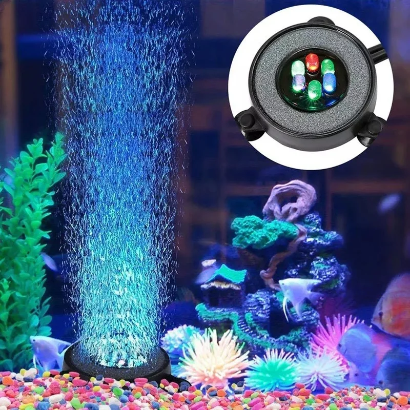 Luz LED impermeable que cambia de Color para acuario, lámpara redonda para decoración de burbujeador de pecera, luces Led para piscina, 1 ud. - imagen 2