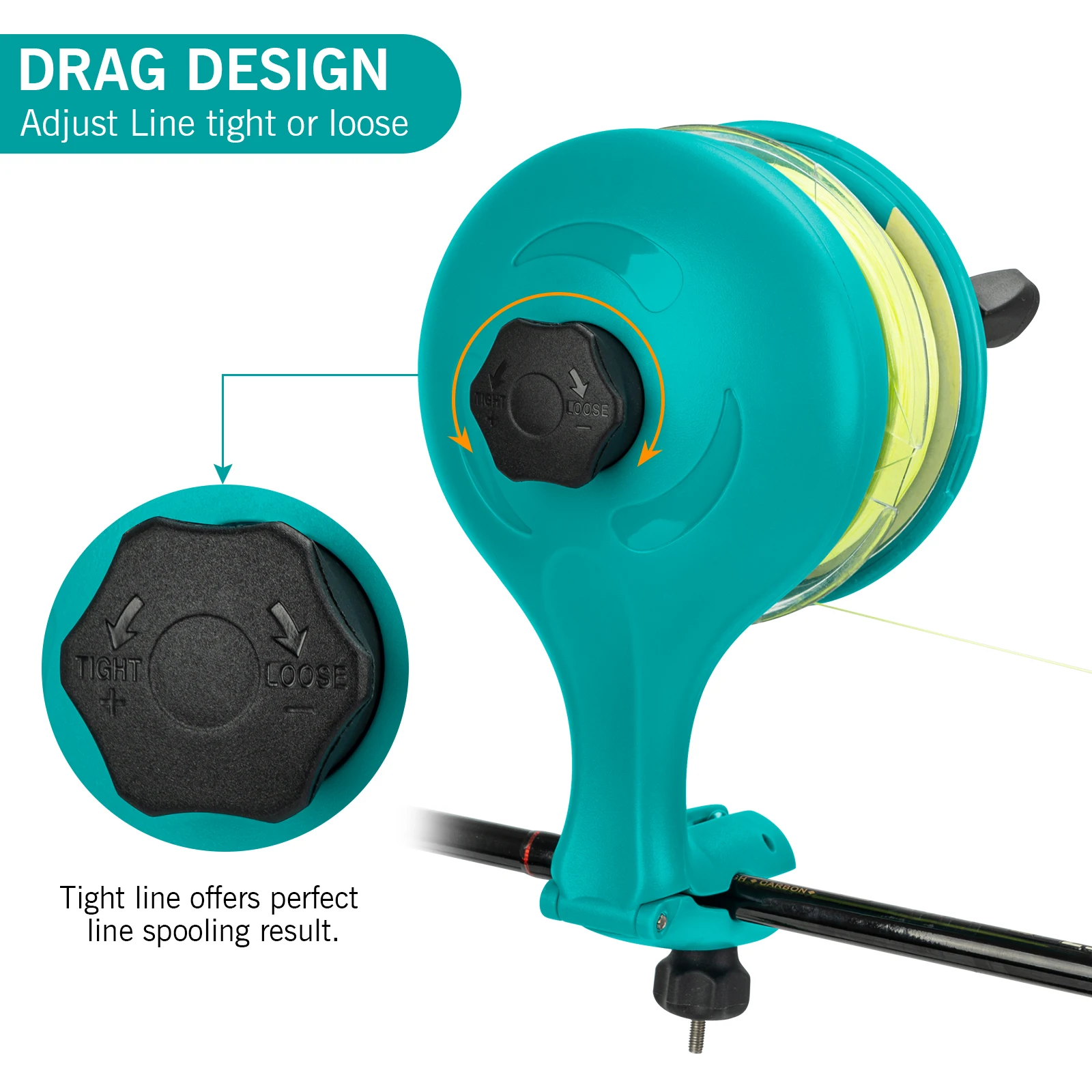 Carrete de sedal de pesca para Baitcasting, carrete giratorio de plástico ABS, máquina enrolladora de sedal, carrete, herramientas de aparejos de pesca - imagen 5