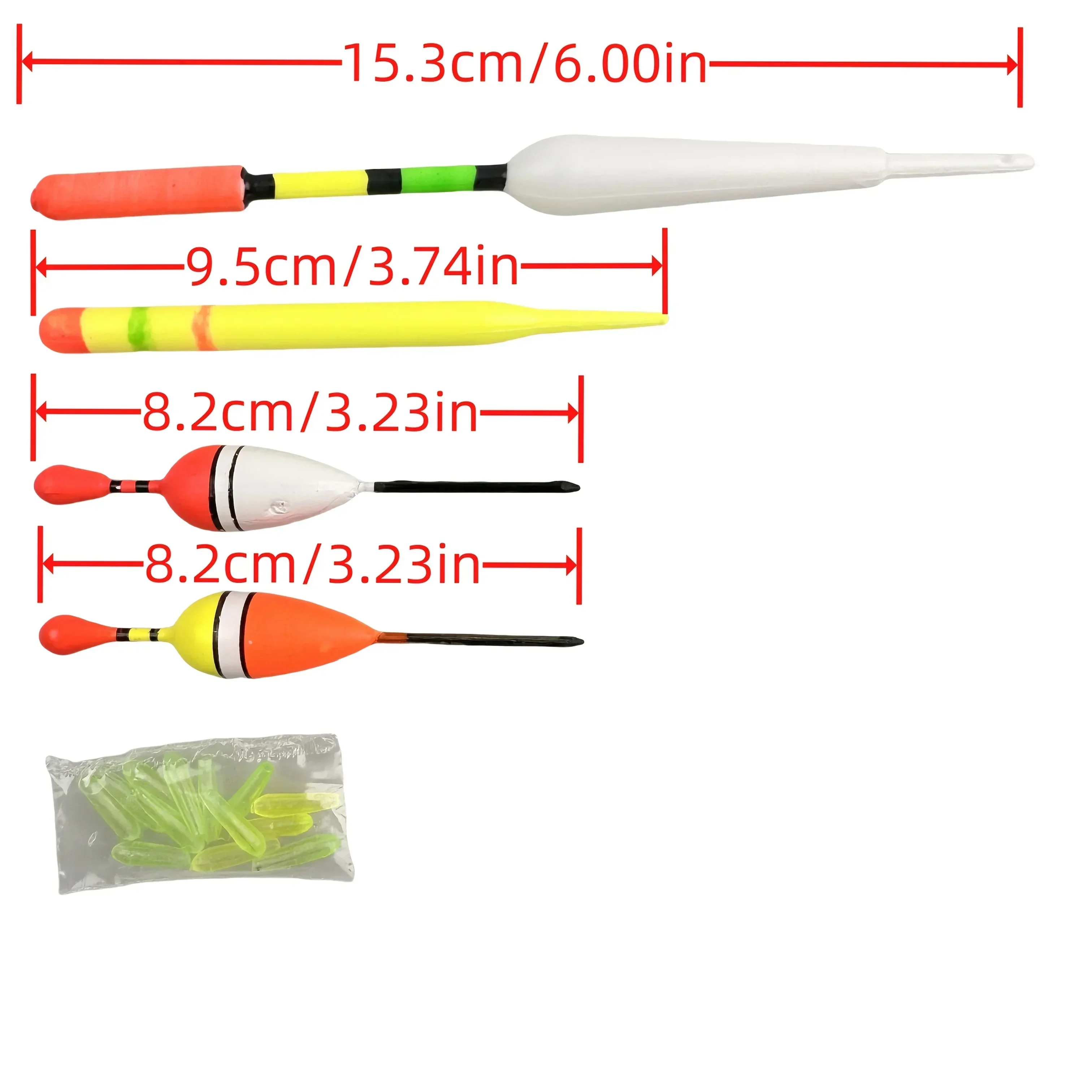 16 unids/set flotadores de pesca verticales en el mar, tamaños surtidos para la mayoría de los tipos de pesca con gomas de fijación - imagen 2