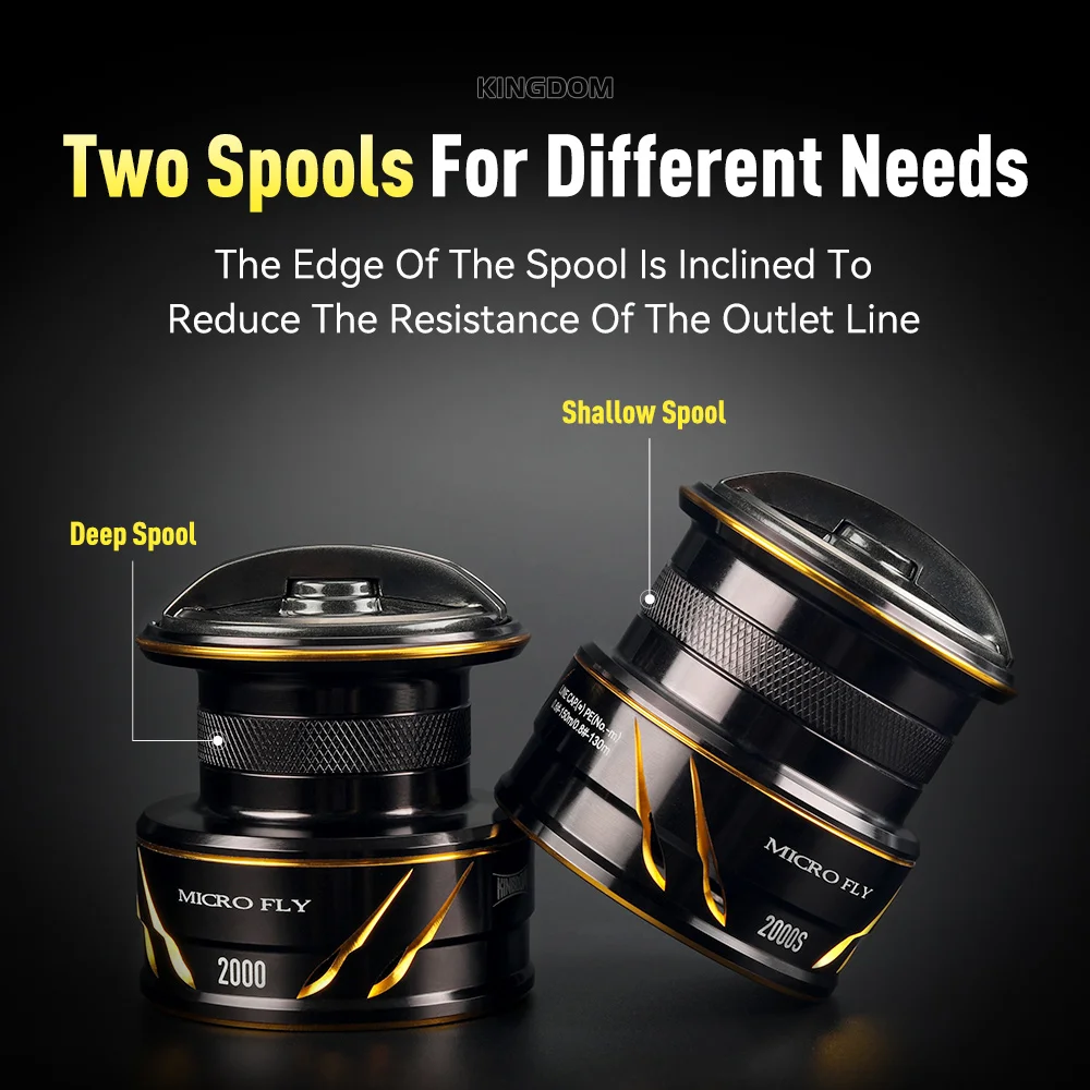 Kingdom Micro Fly Reel Pro carrete de pesca giratorio 160g Utra light 8 + 1 rodamientos sellados 8KG arrastre máximo 5,2: 1 relación de engranaje carrete de pesca - imagen 4