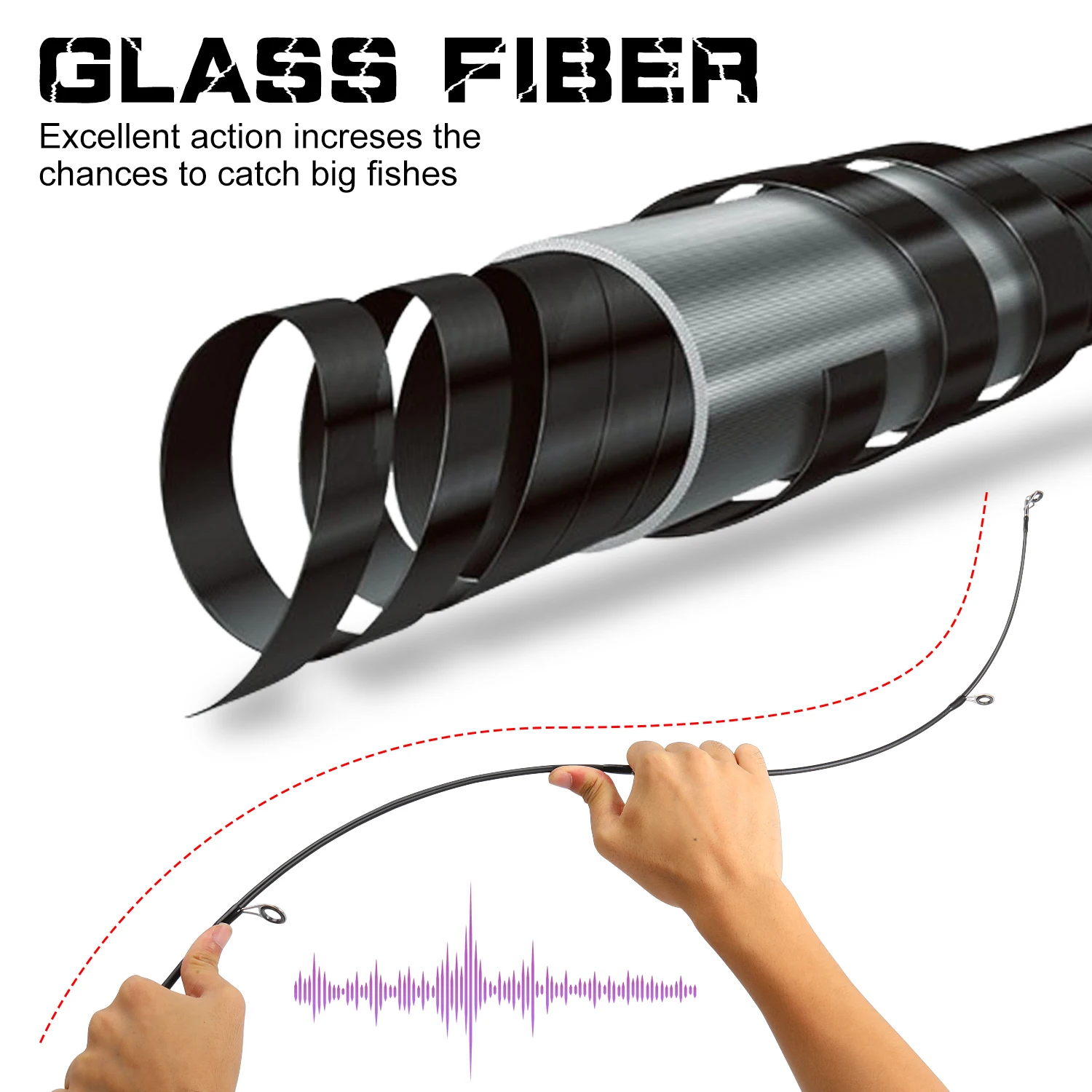 Sougayilang Caña de pescar de 2 secciones Mango de corcho de potencia media Guías de acero Apto para viajes Gran regalo para vacaciones Día del padre - imagen 3