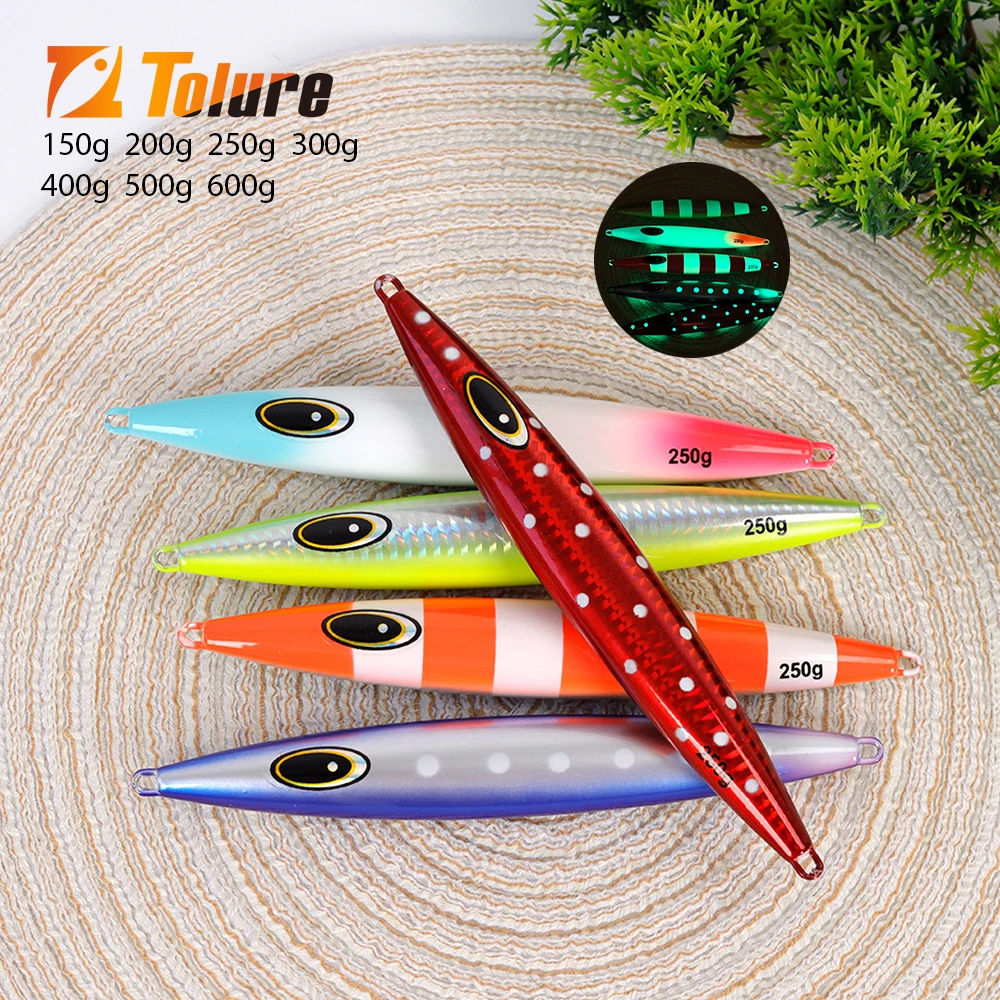 Plantilla de Metal de hundimiento rápido TOLU, modelo 2025 para agua salada, señuelo de pesca de aguas profundas, tamaños 150g-600g, aparejos de pesca con curricán
