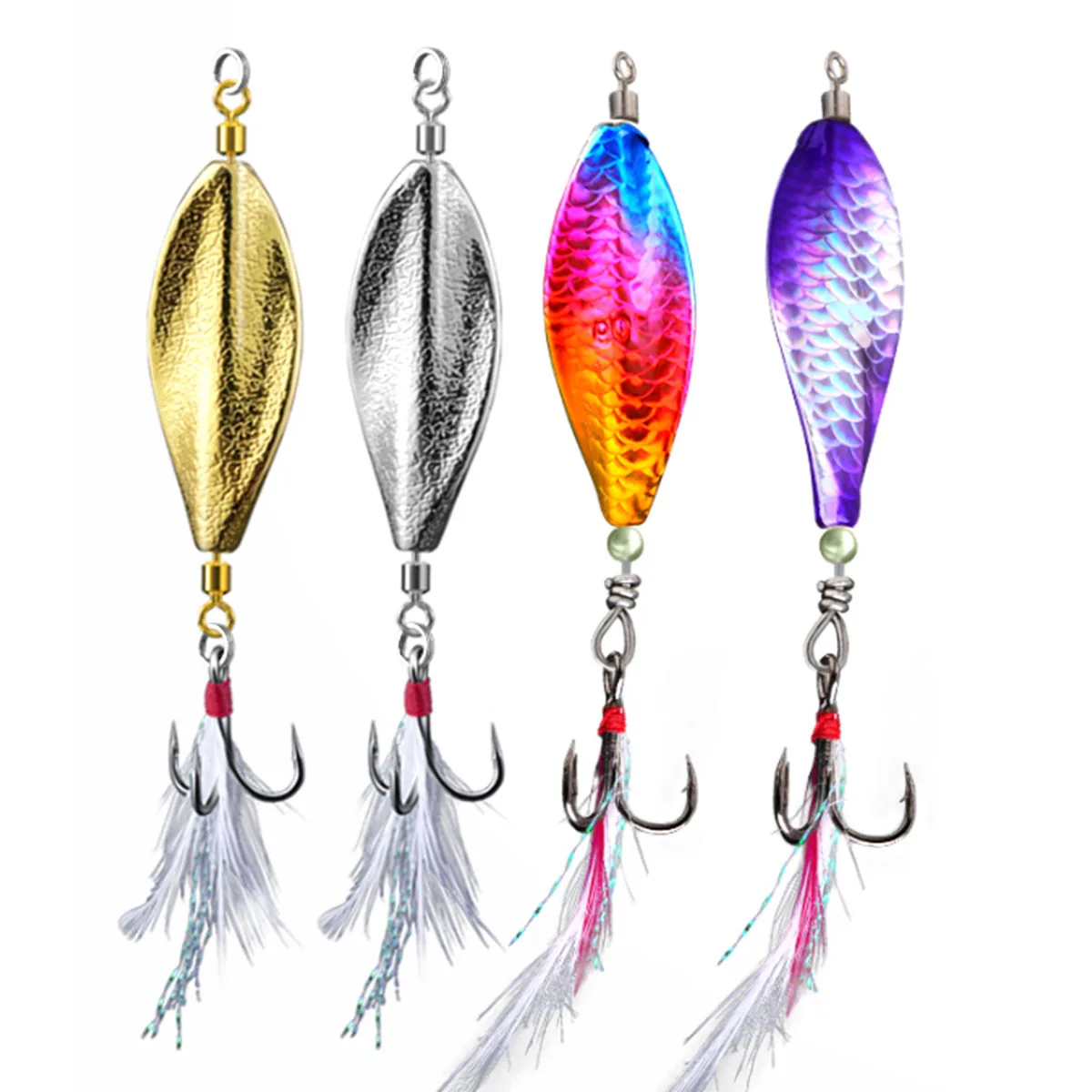 Señuelos con cuchara en línea para trucha, cebo duro de imitación para carpa lubina, 5g7g10g15g, Spinner de Metal que se hunde, Jerkbait, cuchara de cobre para invierno, 4 unidades - imagen 2