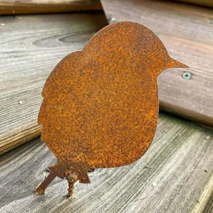 Figuras de pájaros metal oxidado – Decoración artística para exterior - imagen 4