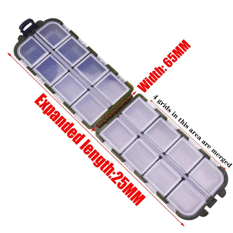 Caja de almacenamiento de 10 compartimentos, señuelo de pesca de plástico, cuchara, anzuelo, caja de aparejos de cebo, accesorios pequeños, tijeras, caja cuadrada para anzuelos - imagen 3