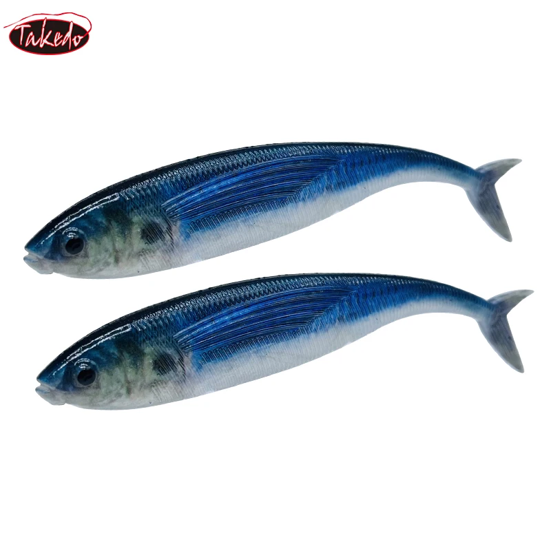 TAKEDO-señuelo de pintura de peces vivos 3D, 12,5 CM, 16CM, 19CM, 34G, cebo de pesca suave luminoso, tijera, cola de pez para pesca de atún, lubina y mar - imagen 3