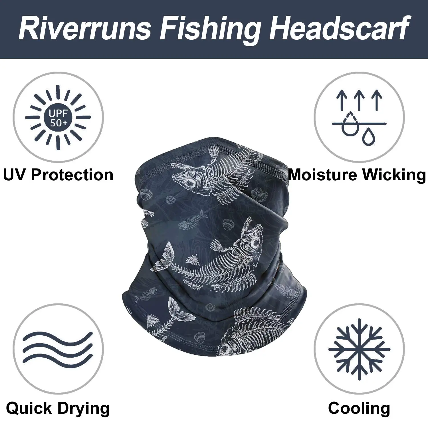Riverruns-pañuelo para la cabeza con protección solar anti-uv para hombre y mujer, bufanda multifuncional para pesca, senderismo y ciclismo, UPF 50 + - imagen 4