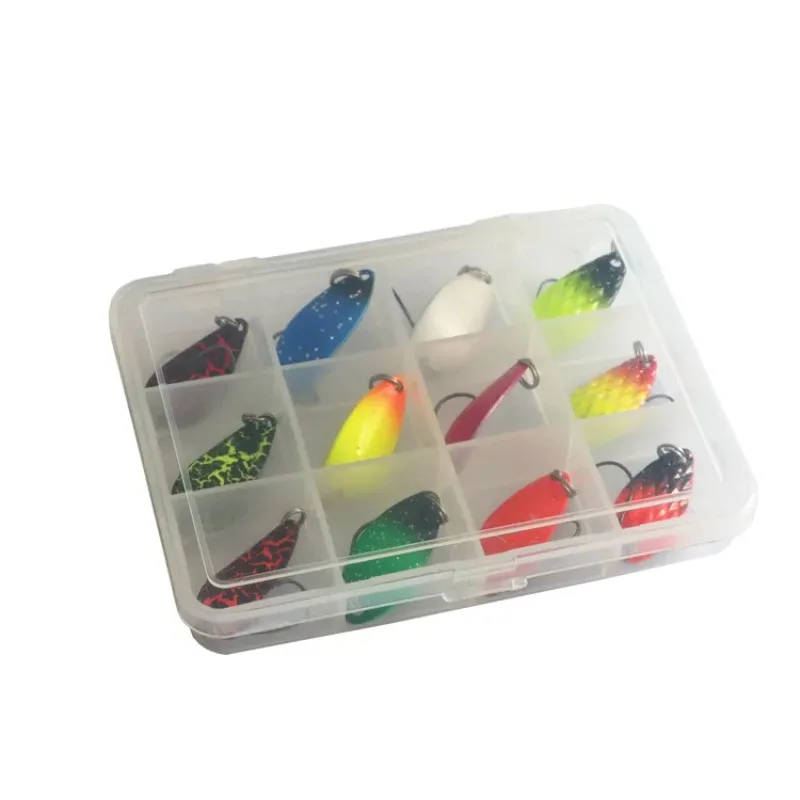 Color aleatorio 12 unids/set Jig lentejuelas camino corredor cebo conjunto un solo gancho cuchara rayas Warbler cebo falso cuchara lentejuelas Señuelos de Pesca - imagen 4