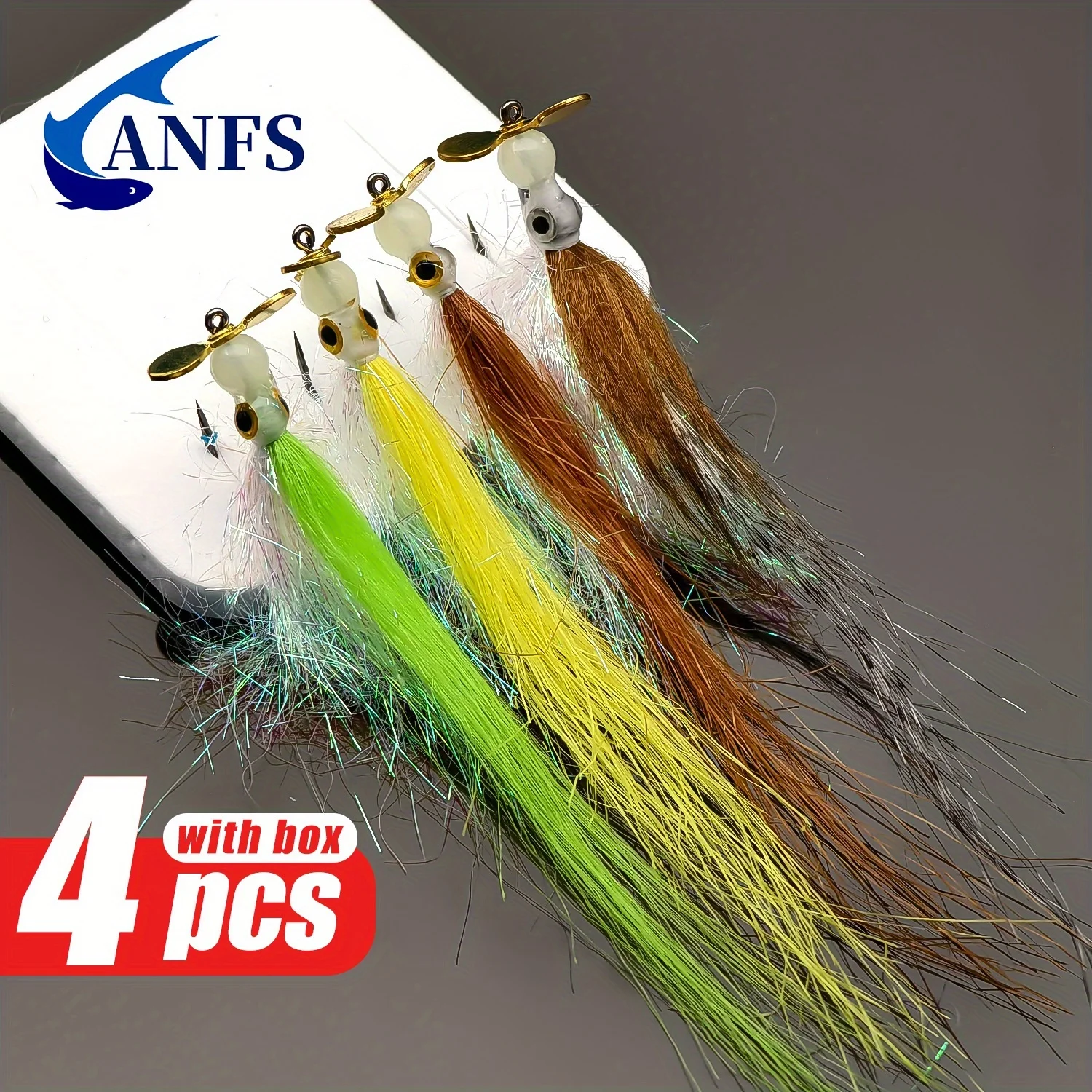ANFS 4 moscas Premium Streamer, serpentina de pesca con mosca de rayón para trucha, lubina, salmón, Lucio - imagen 2