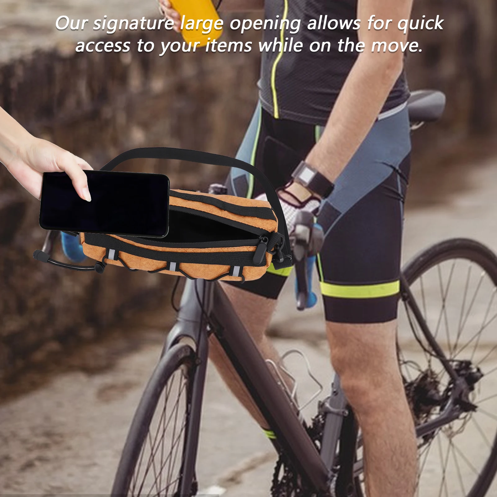 Bolsa para manillar de bicicleta, bolsa para tubo de bicicleta de gran capacidad, bolsa de almacenamiento frontal para bicicleta, accesorios para ciclismo - imagen 5