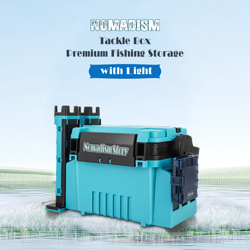 ILURE-caja de aparejos de pesca con luz LED, aparejos de pesca de camarón de madera, almacenamiento de accesorios de pesca grandes multifunción - imagen 3