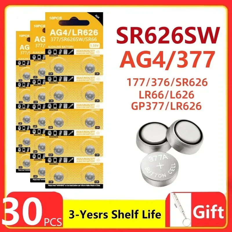 Pilas Botón AG4 LR626 para Relojes – 1,55V Sin Mercurio
