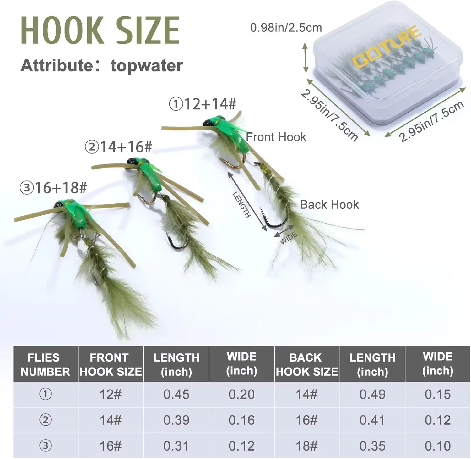 Goute 8-16 Uds moscas de pesca con mosca señuelo atado a mano moscas secas/húmedas juego de anzuelos dobles 12 # 14 #   16 #   18 #   con Caja Trucha Bajo Steelhead Salmón - imagen 2