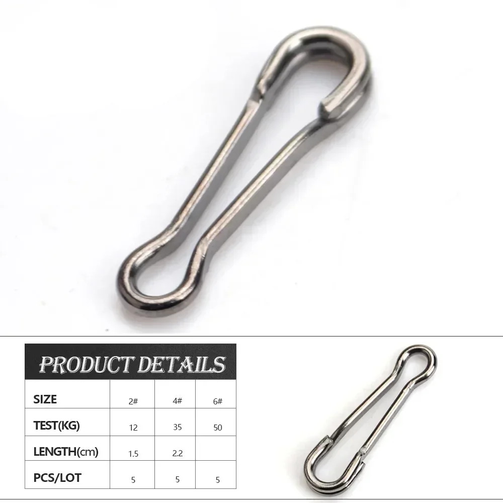 Jooyoo-accesorios de pesca de 10 piezas, Conector de pesca de acero inoxidable con broche Hawaiano, SnapHook Fastlock señuelo, barril giratorio de seguridad - imagen 3