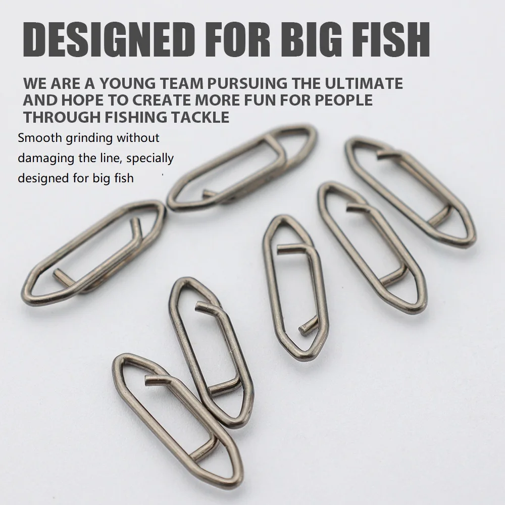 10 unids/lote de broches de seguridad para pesca, potente Pin de retorno de acero inoxidable, Terminal de línea de enclavamiento giratorio, aparejos de pesca - imagen 5