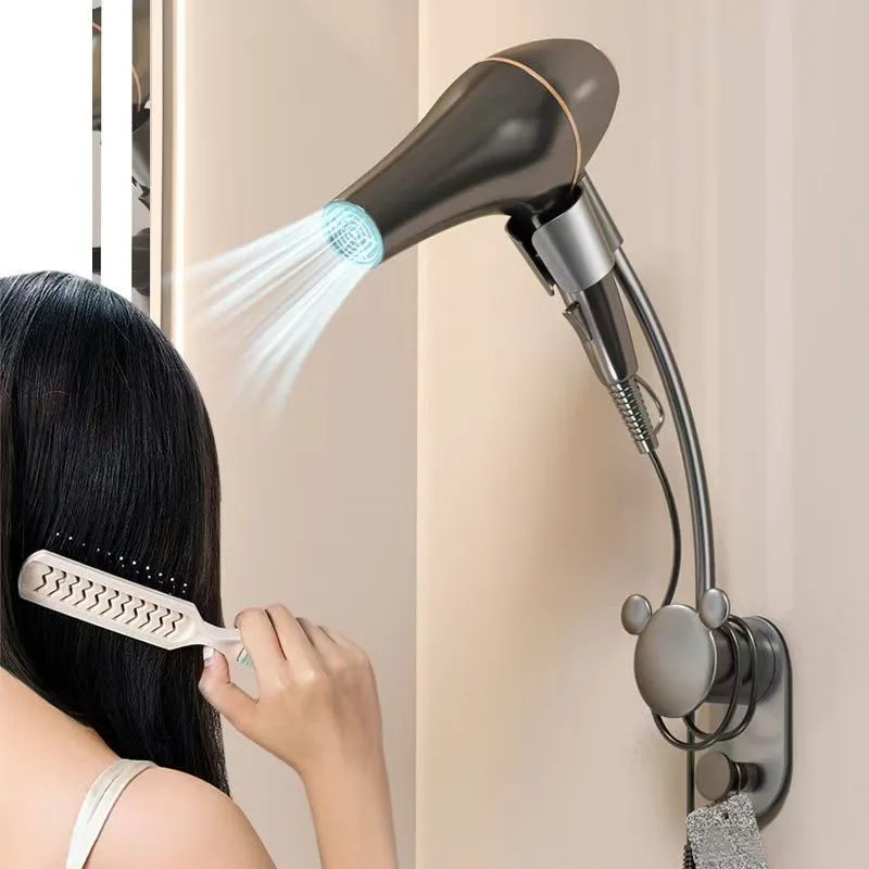 Soporte para secador de pelo, estante de baño sin perforación, colgante de pared ajustable, sin manos, estante de almacenamiento Universal, estante de baño - imagen 2