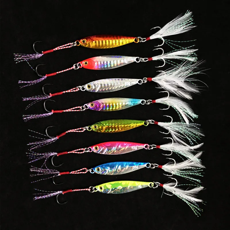 Señuelo de pesca Shore Cast Jigs 7-60g cebo de Metal duro plantilla de vibración lenta brillo señuelos artificiales Jigbait 1 pieza en venta - imagen 2