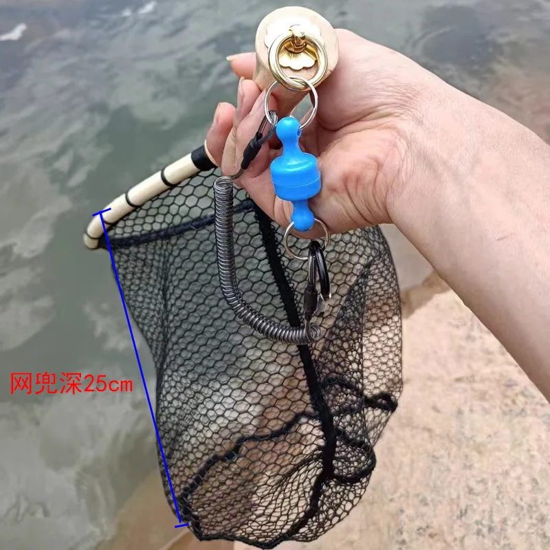 Red de pesca con mosca de madera, mango de aterrizaje de nailon, malla para trucha, captura de peces, pala de liberación, redes con mango recto o doblado - imagen 3