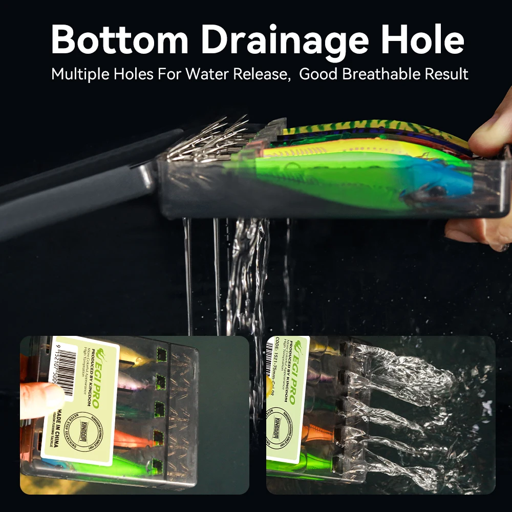 Kingdom 5 uds plantilla de calamar luminosa madera camarón anzuelo de calamar 65mm 75mm Señuelos de pesca pulpo sepia camarón agua salada cebos EGI - imagen 5