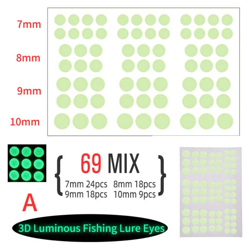 WIFREO-señuelo de pesca luminoso 3D mezclado, ojos artificiales de resina epoxi, pegatina de ojos de pez, accesorios de señuelo de pesca diy - imagen 4