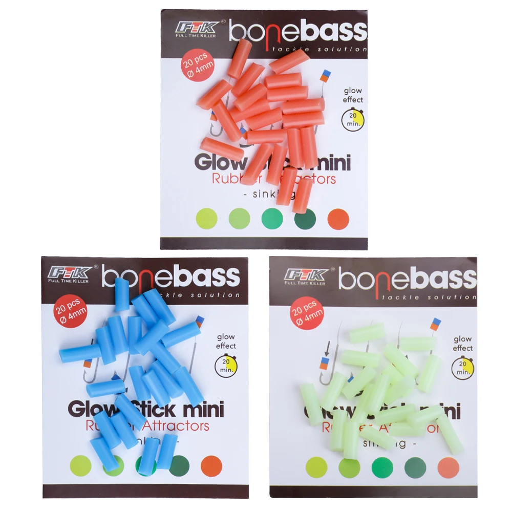 FISH KING-Mangas antienredos para 20 piezas, tubo de goma para fregadero, punta de gancho, Accesorio luminoso para señuelo de pesca - imagen 3