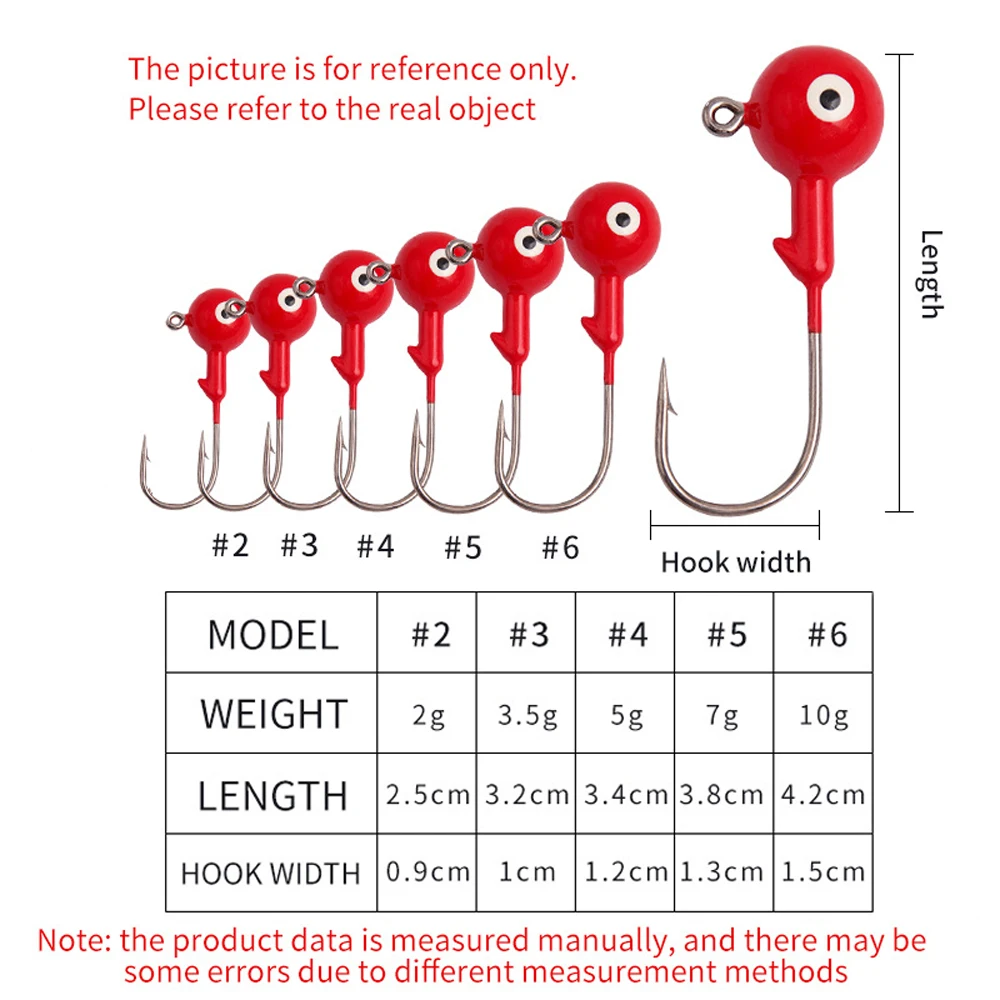 Anzuelos de pesca con cabeza de Metal, accesorios de cebo de gusanos blandos, 2g, 3,5g, 5g, 7g, 10g, 25 unids/lote por caja - imagen 3