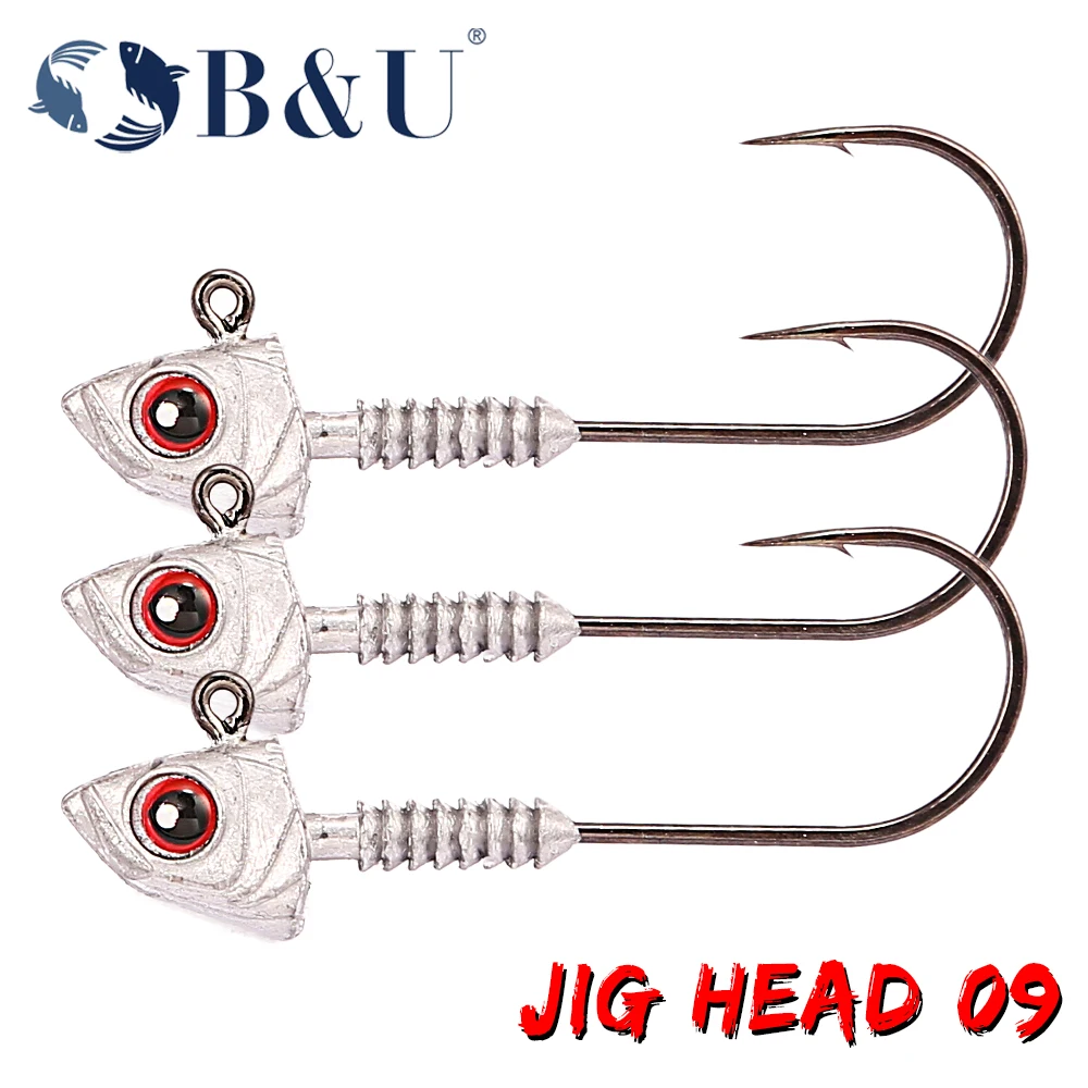 B & U Jig Head Spinner — Anzuelo para vinilo con ojo 3D