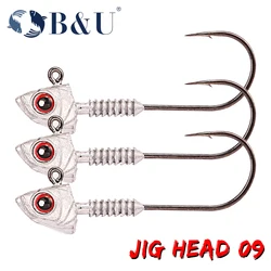 B & U Jig Head Spinner — Anzuelo para vinilo con ojo 3D