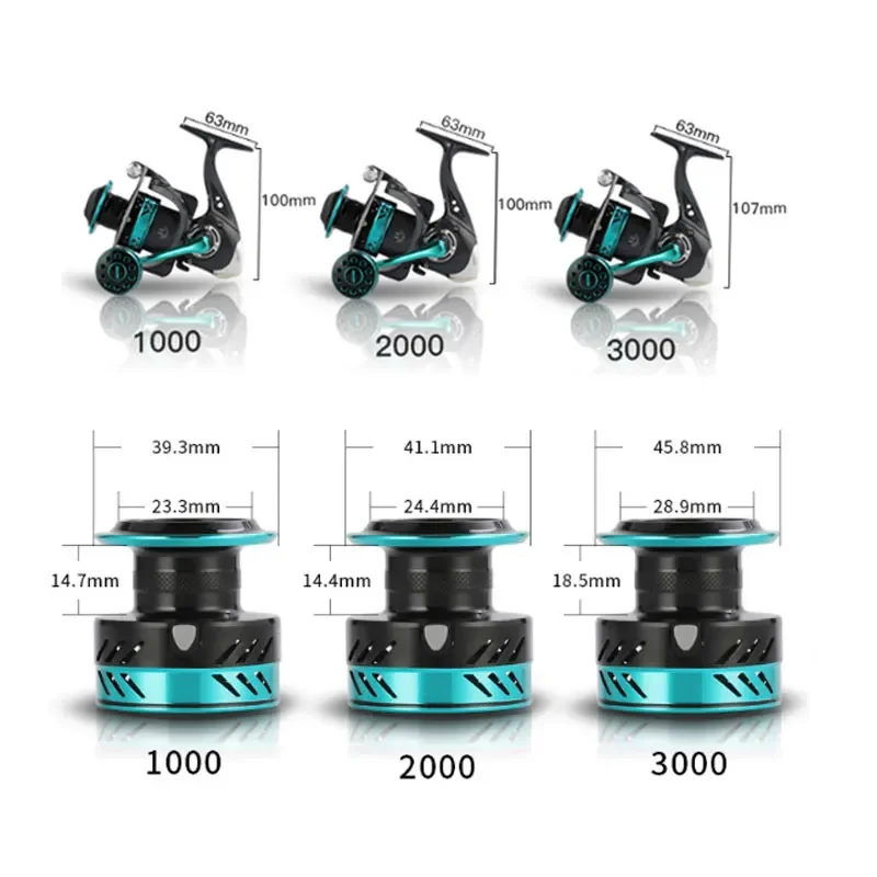 Carrete de pesca con rueda giratoria, carrete de pesca en hielo 2000 3000, arrastre máximo ligero de 7kg 5,2: 1, carrete giratorio de agua salada EVA para pescadores - imagen 3