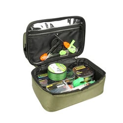 HIRISI Bolsa de equipo de pesca Oxford de PVC – Almacenamiento con múltiples compartimentos para carretes, señuelos y accesorios de aparejos S/M/L